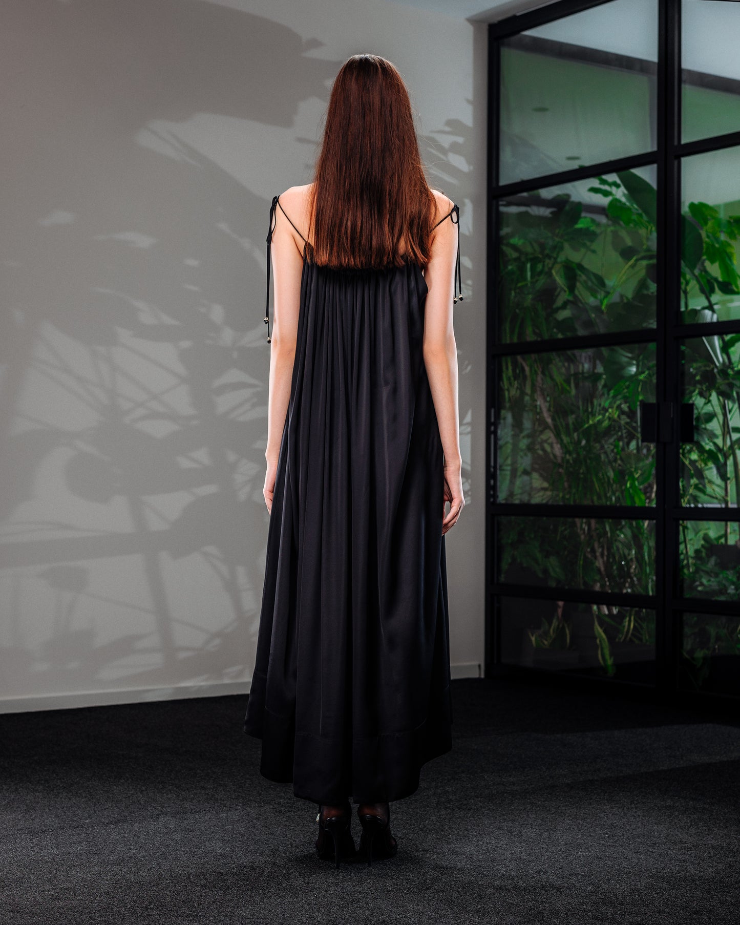 Gathered Satin Dress