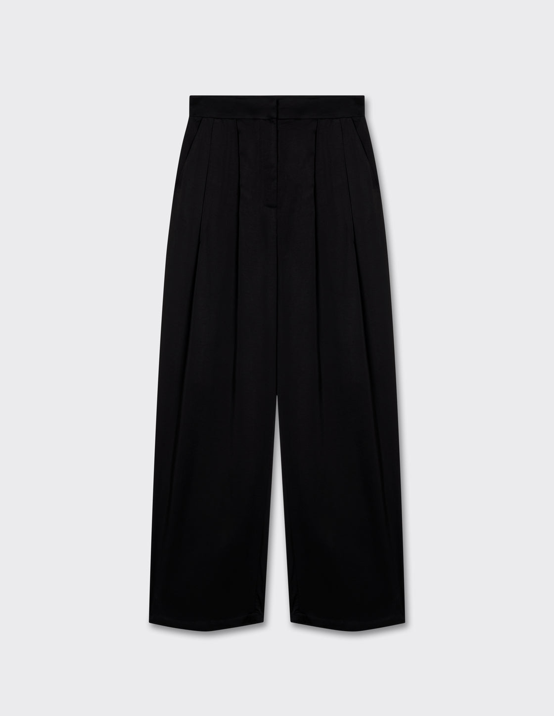 Double-Pleated Satin Trousers