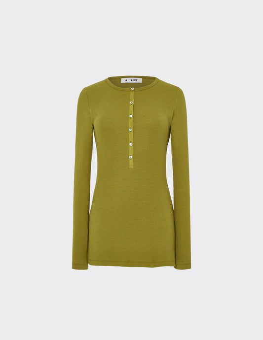 Ribbed-jersey henley top