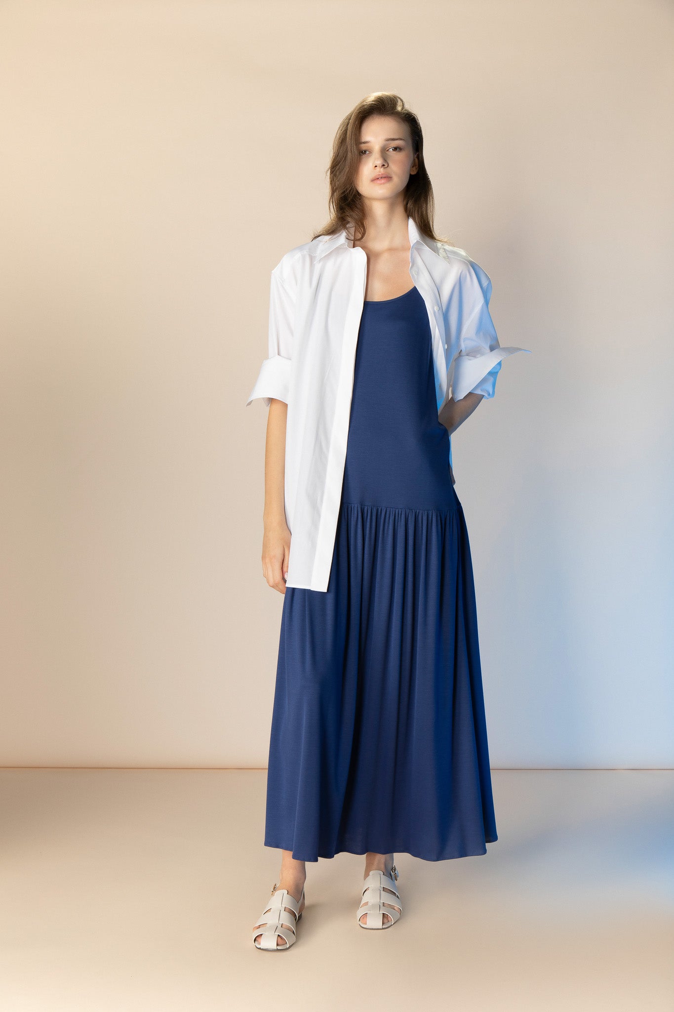 Indigo Dropped Waist Dress