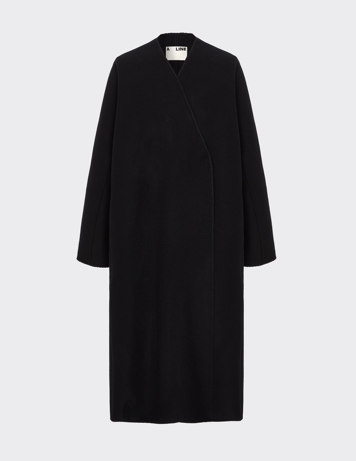 Cocoon collarless coat