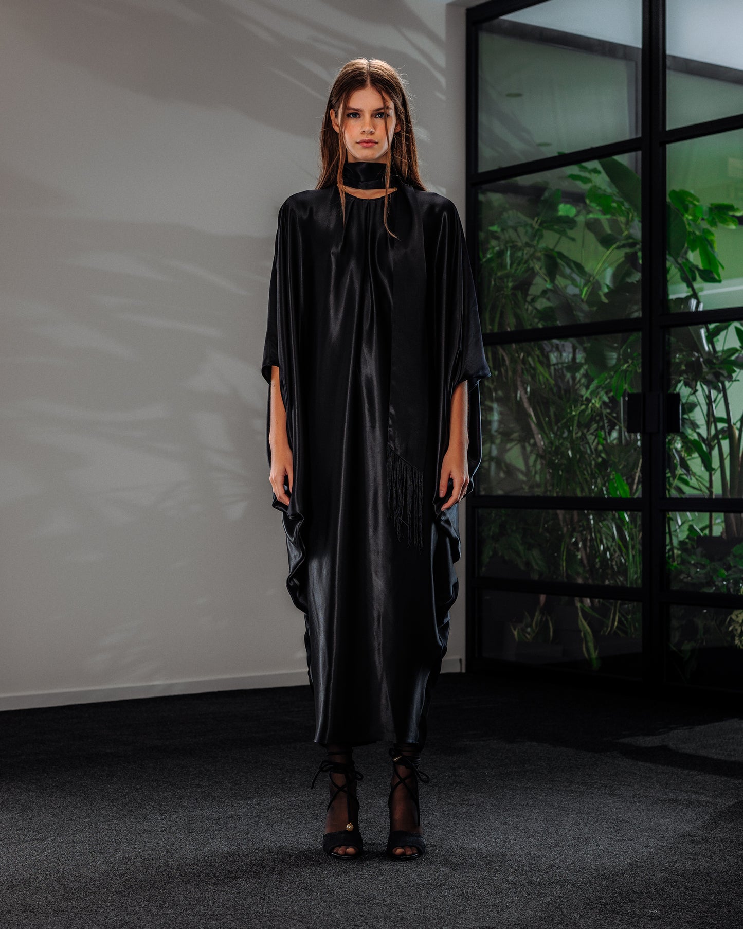 Draped Satin Kaftan