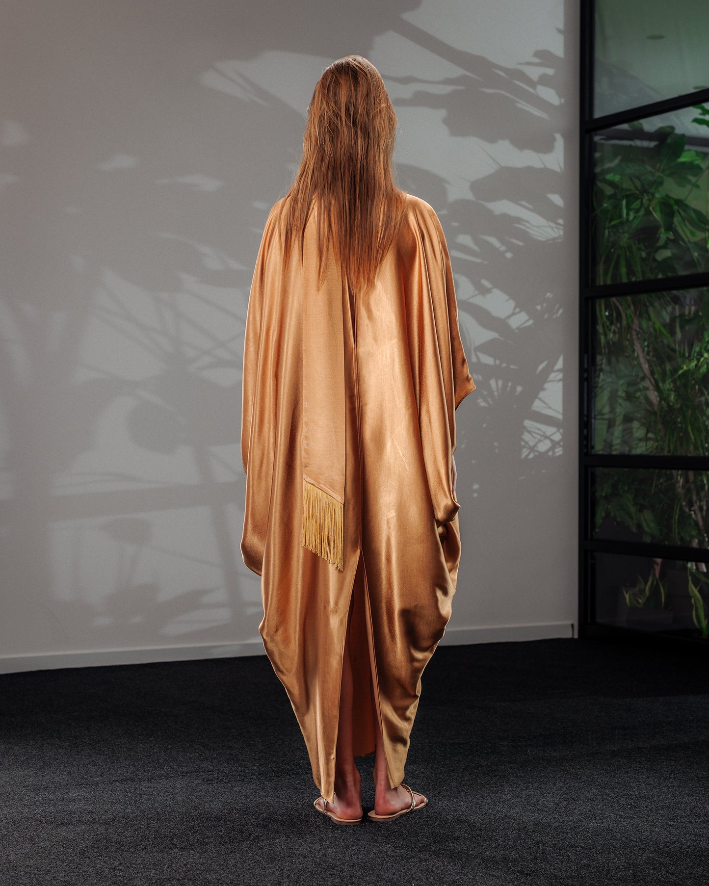 Draped Satin Kaftan