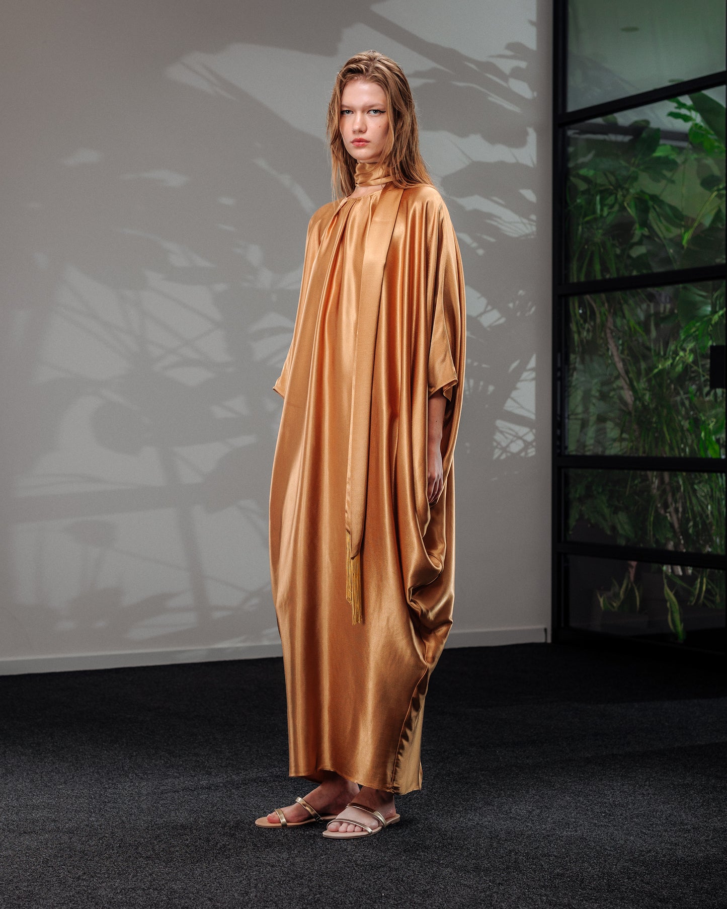 Draped Satin Kaftan