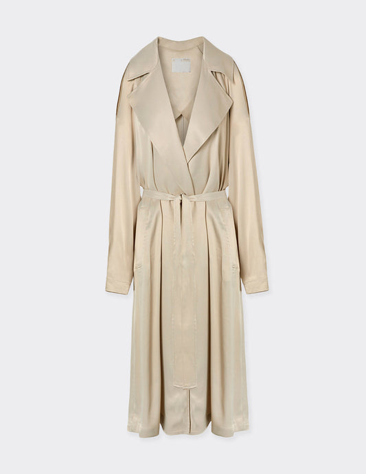 Belted Satin Trench Coat