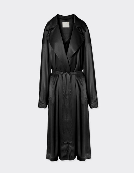 Belted Satin Trench Coat