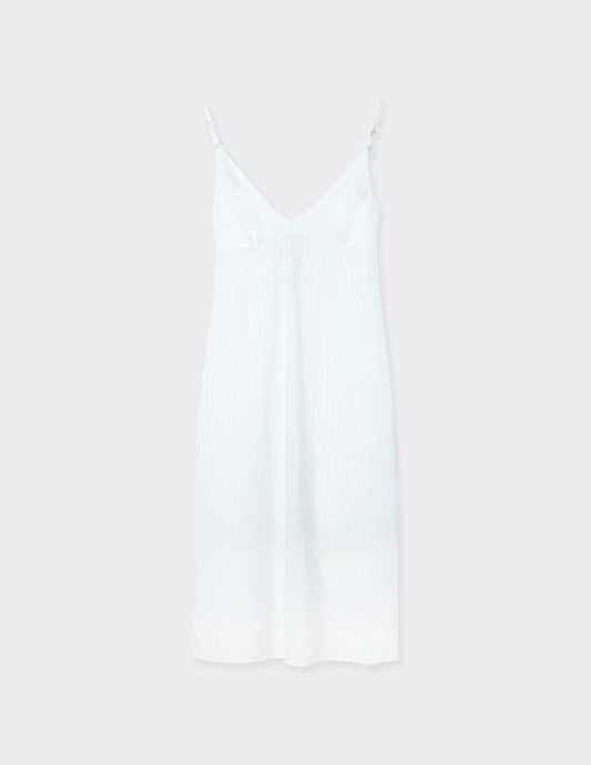 Spaghetti-Strap White-On-White Tencel Nightdress